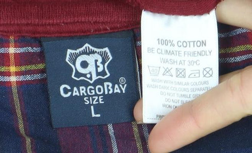 CargoBay Men's Red Cotton Crew Neck Short Sleeve T-Shirt Size L