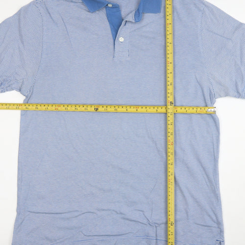 Jaeger Men's Blue Striped Cotton Polo Shirt Size M
