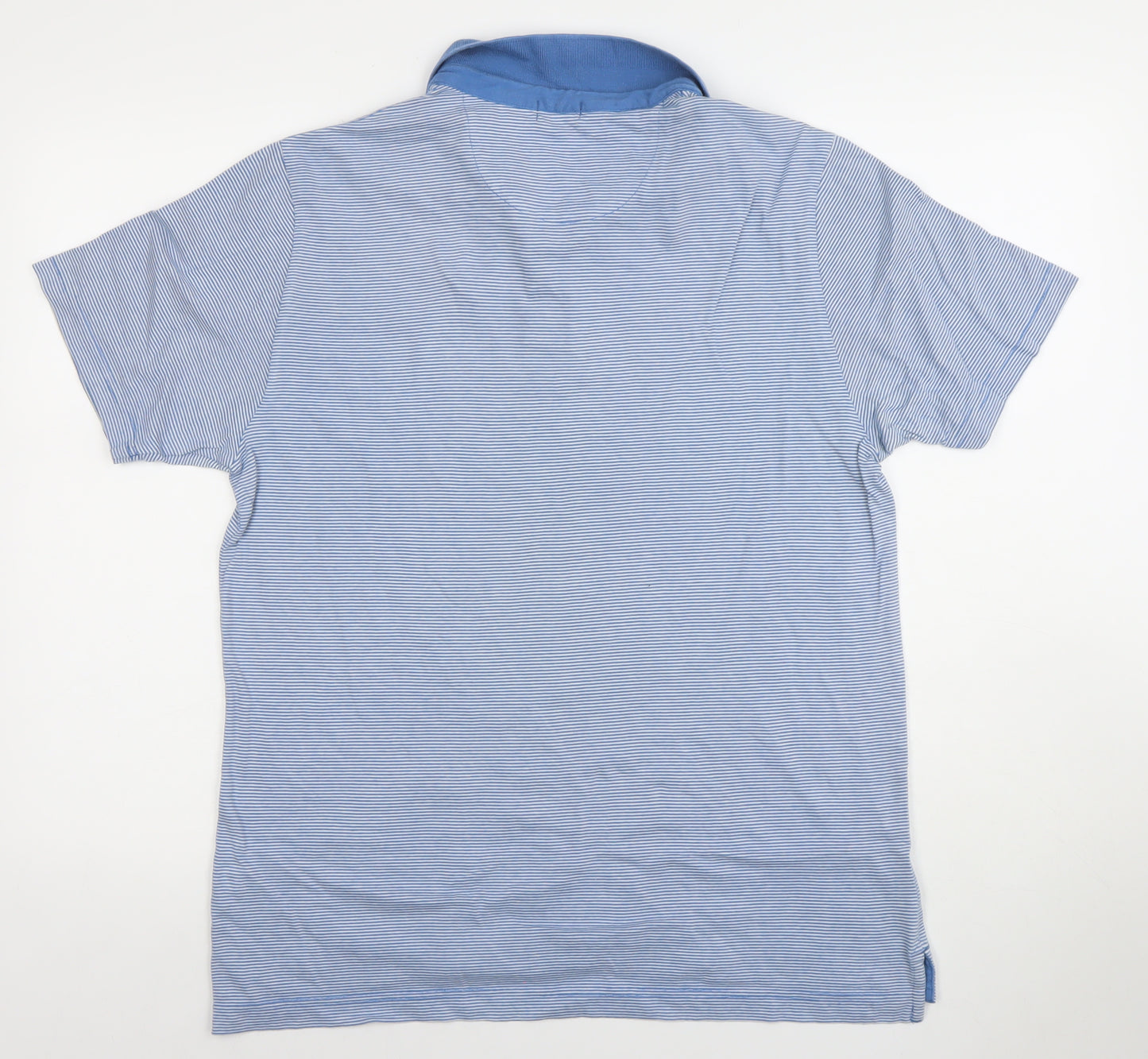 Jaeger Men's Blue Striped Cotton Polo Shirt Size M