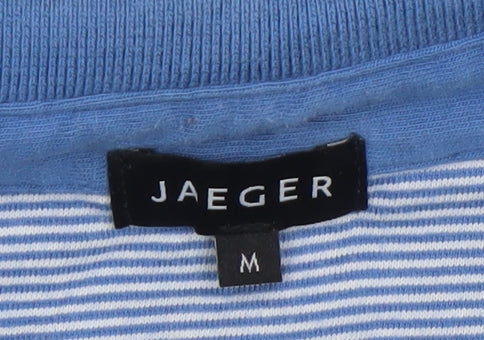 Jaeger Men's Blue Striped Cotton Polo Shirt Size M