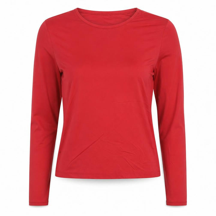 Pull&Bear Women's Red Slim Fit Long Sleeve Basic T-Shirt M