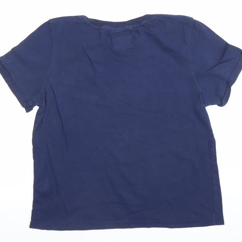 Superdry Womens Blue Embroidered Logo Cotton T-Shirt Size 10