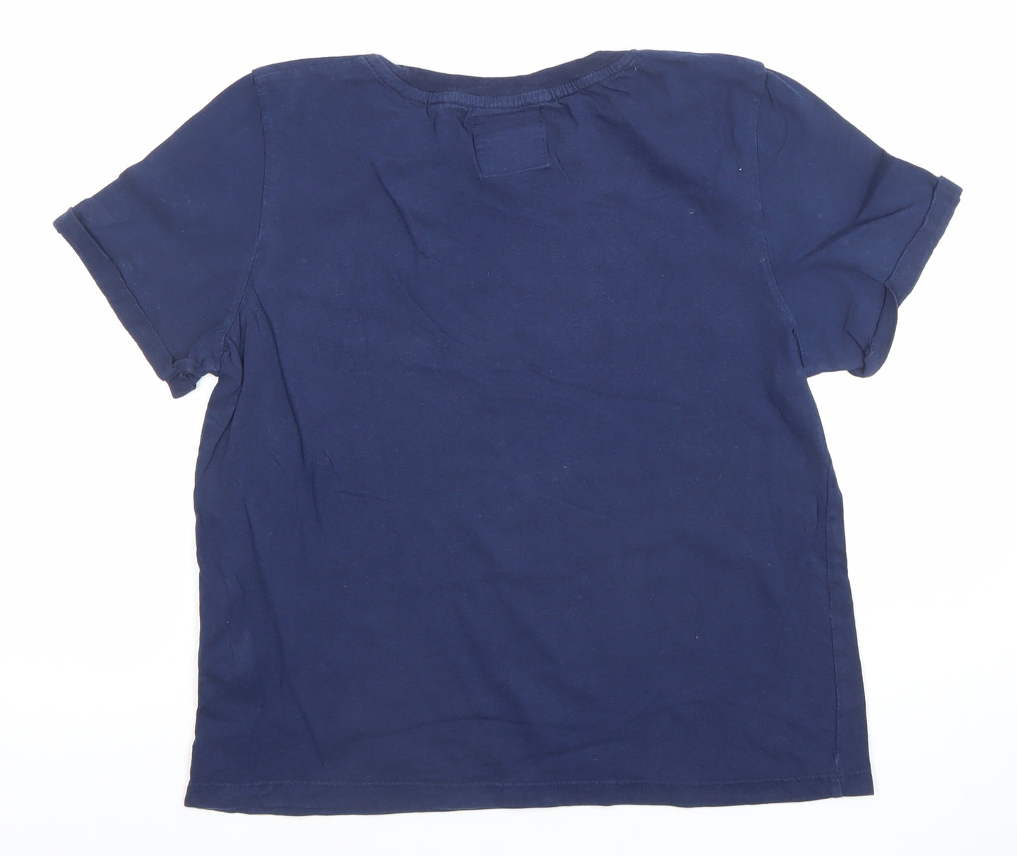 Superdry Womens Blue Embroidered Logo Cotton T-Shirt Size 10