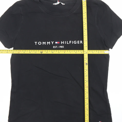 Tommy Hilfiger Men Black Small Logo Cotton Stretch T-Shirt