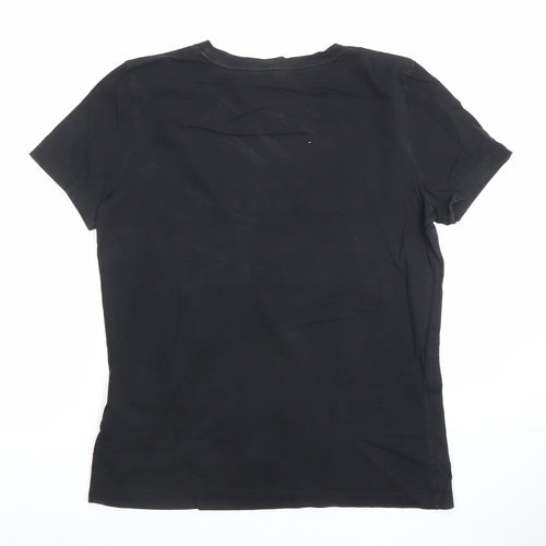 Tommy Hilfiger Men Black Small Logo Cotton Stretch T-Shirt