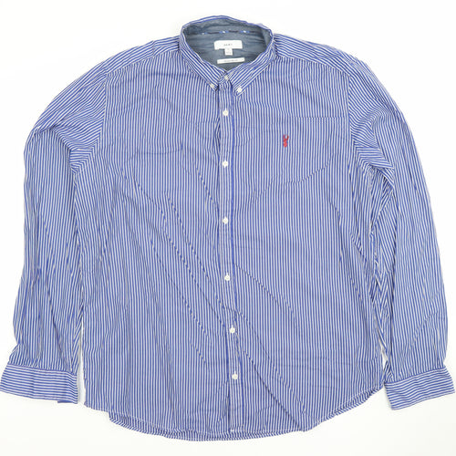 Next Men's Blue Striped Regular Fit Long Sleeve XL Dress Shirt
