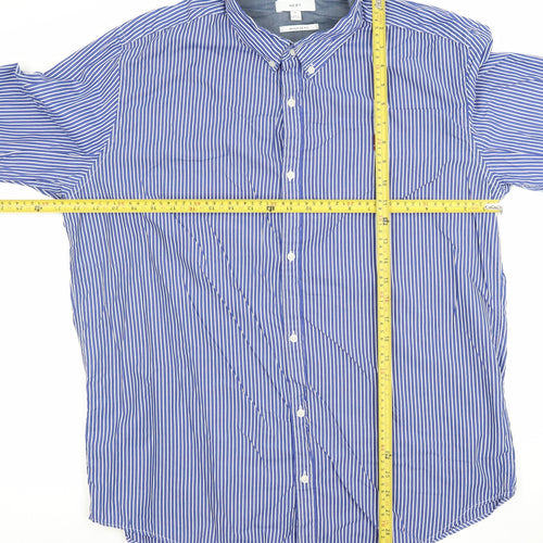 Next Men's Blue Striped Regular Fit Long Sleeve XL Dress Shirt