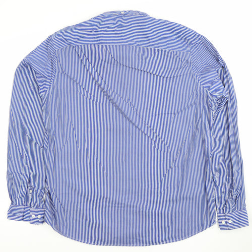 Next Men's Blue Striped Regular Fit Long Sleeve XL Dress Shirt