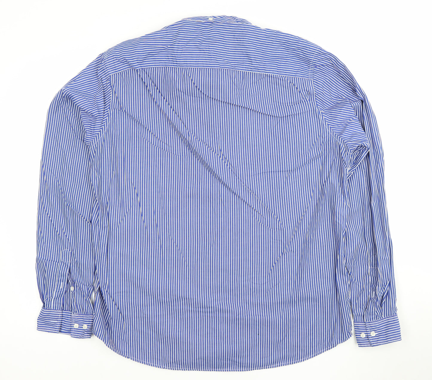 Next Men's Blue Striped Regular Fit Long Sleeve XL Dress Shirt
