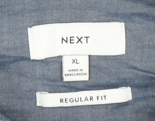 Next Men's Blue Striped Regular Fit Long Sleeve XL Dress Shirt