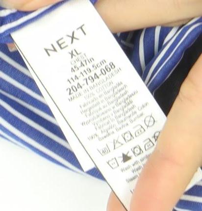 Next Men's Blue Striped Regular Fit Long Sleeve XL Dress Shirt