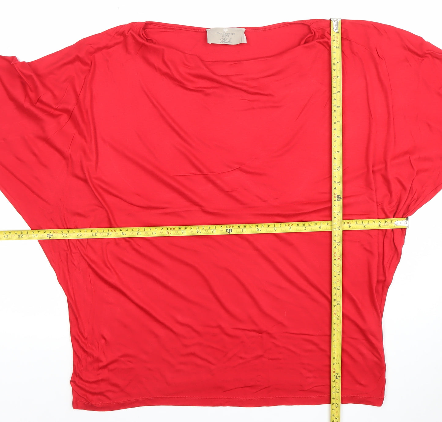 Paul Costelloe Living Women’s Red Viscose Blouse Size 12 3/4 Sleeve