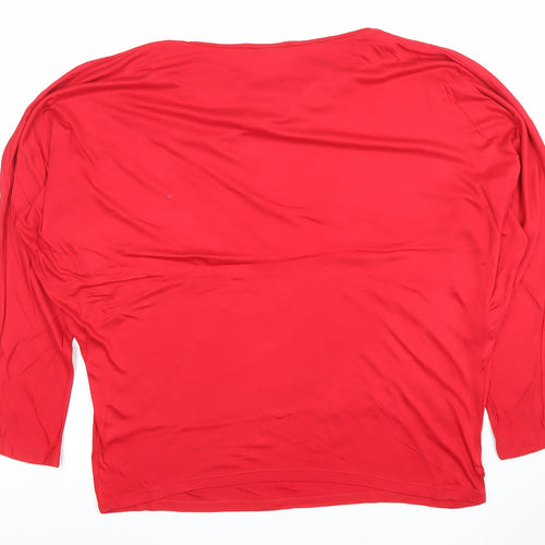 Paul Costelloe Living Women’s Red Viscose Blouse Size 12 3/4 Sleeve