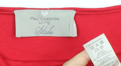 Paul Costelloe Living Women’s Red Viscose Blouse Size 12 3/4 Sleeve