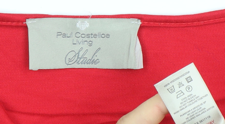 Paul Costelloe Living Women’s Red Viscose Blouse Size 12 3/4 Sleeve