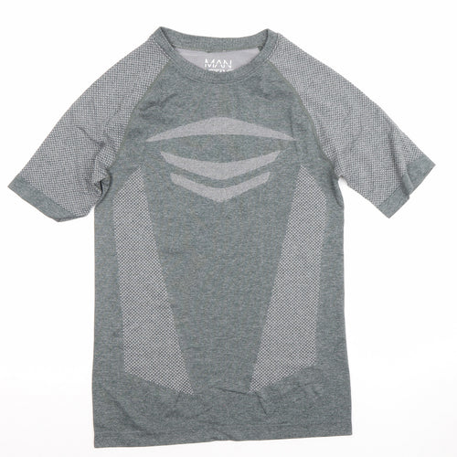 MAN Active Grey Short Sleeve Slim Fit Gym T-Shirt Size S