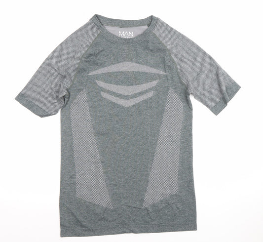 MAN Active Grey Short Sleeve Slim Fit Gym T-Shirt Size S