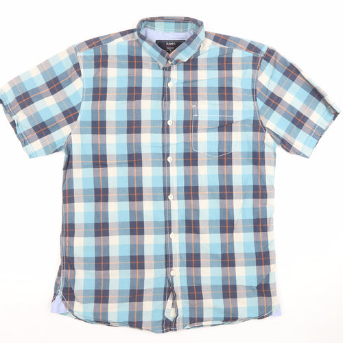 St. Bernard for Dunes Stores Men’s Blue Check Short Sleeve Cotton Shirt Size S