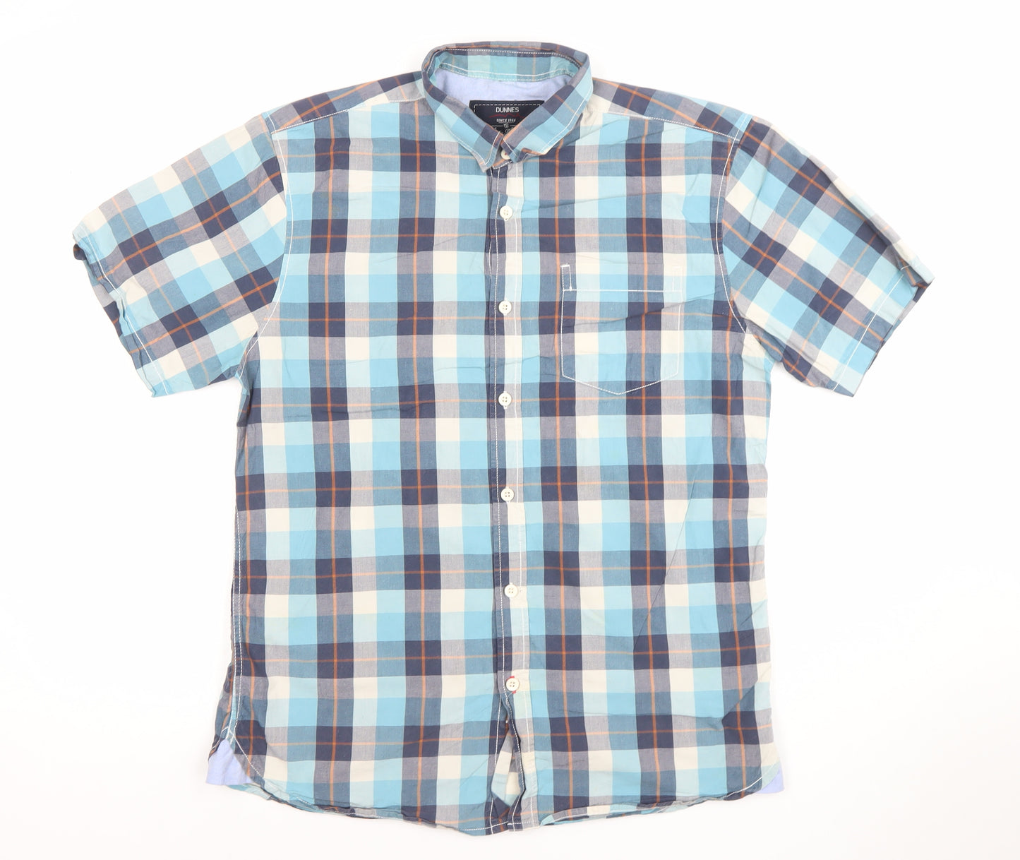 St. Bernard for Dunes Stores Men’s Blue Check Short Sleeve Cotton Shirt Size S