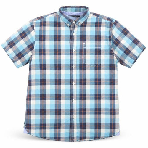 St. Bernard for Dunes Stores Men’s Blue Check Short Sleeve Cotton Shirt Size S