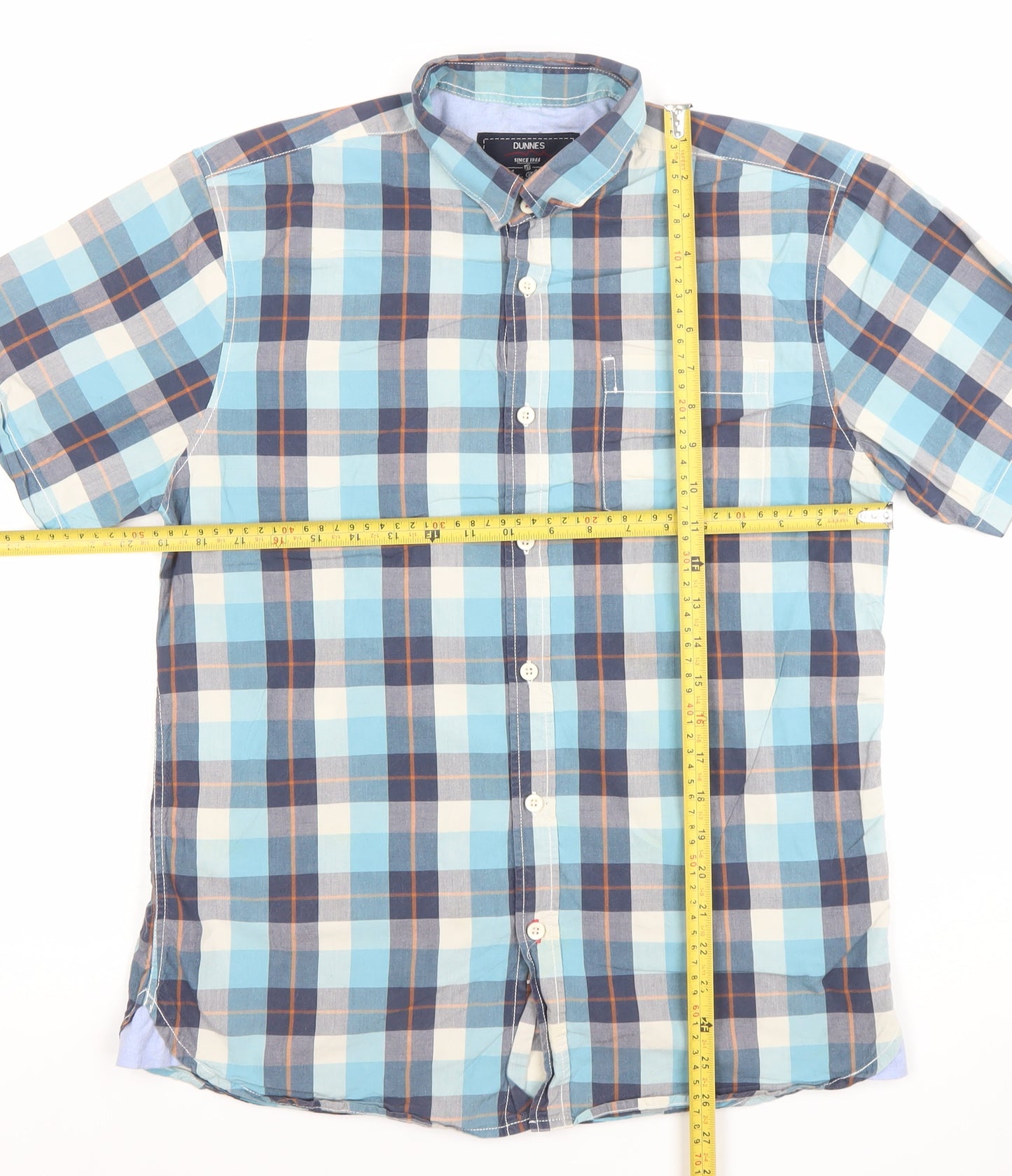 St. Bernard for Dunes Stores Men’s Blue Check Short Sleeve Cotton Shirt Size S