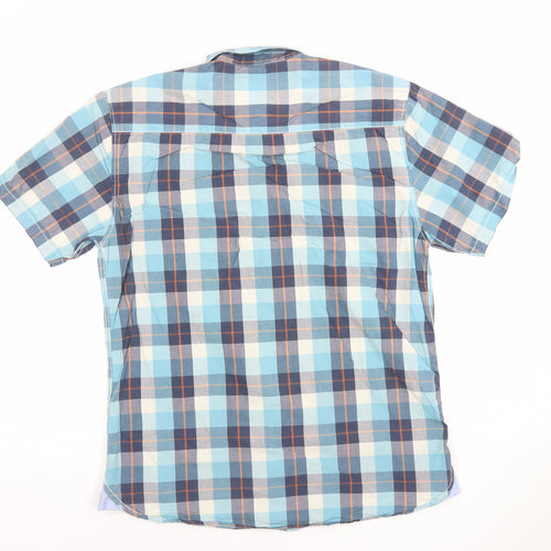 St. Bernard for Dunes Stores Men’s Blue Check Short Sleeve Cotton Shirt Size S