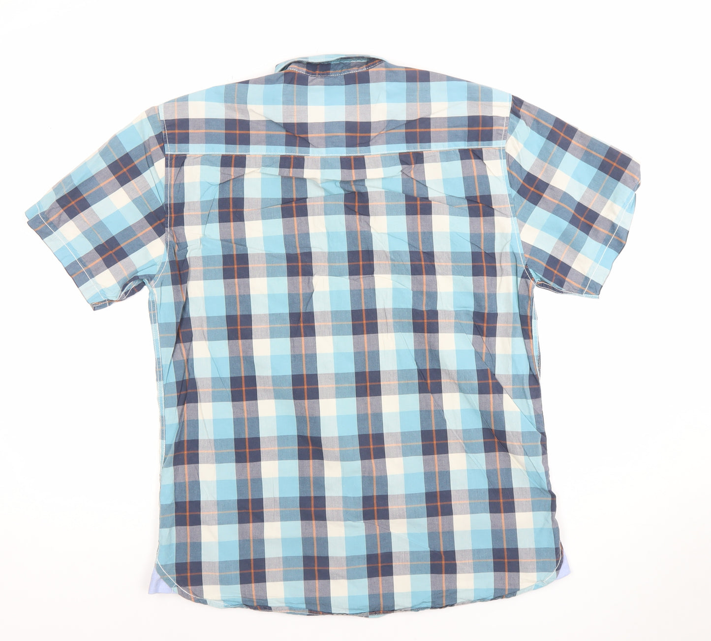 St. Bernard for Dunes Stores Men’s Blue Check Short Sleeve Cotton Shirt Size S