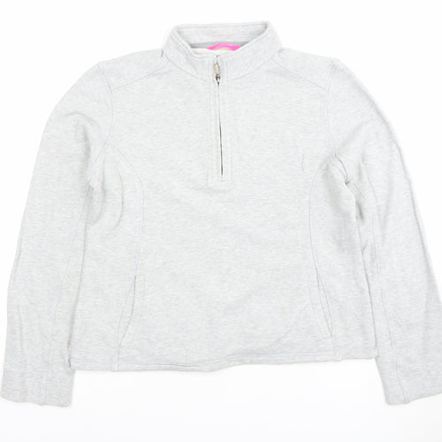 Marks and Spencer Womens Grey 1/2 Zip Cotton Sweatshirt UK 12