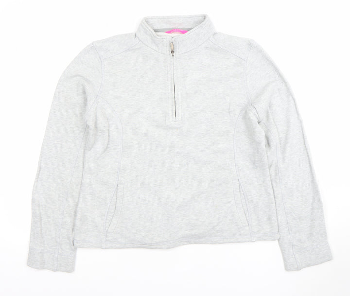 Marks and Spencer Womens Grey 1/2 Zip Cotton Sweatshirt UK 12