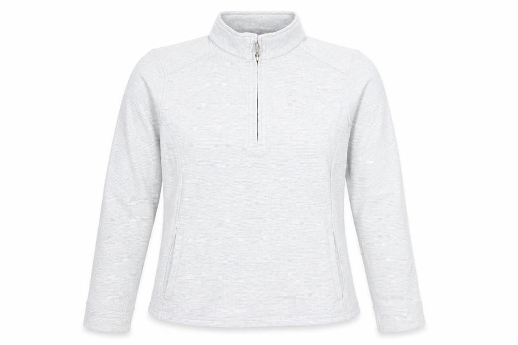 Front view of Marks & Spencer women’s grey 1/2 zip cotton sweatshirt uk 12