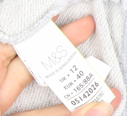Marks and Spencer Womens Grey 1/2 Zip Cotton Sweatshirt UK 12