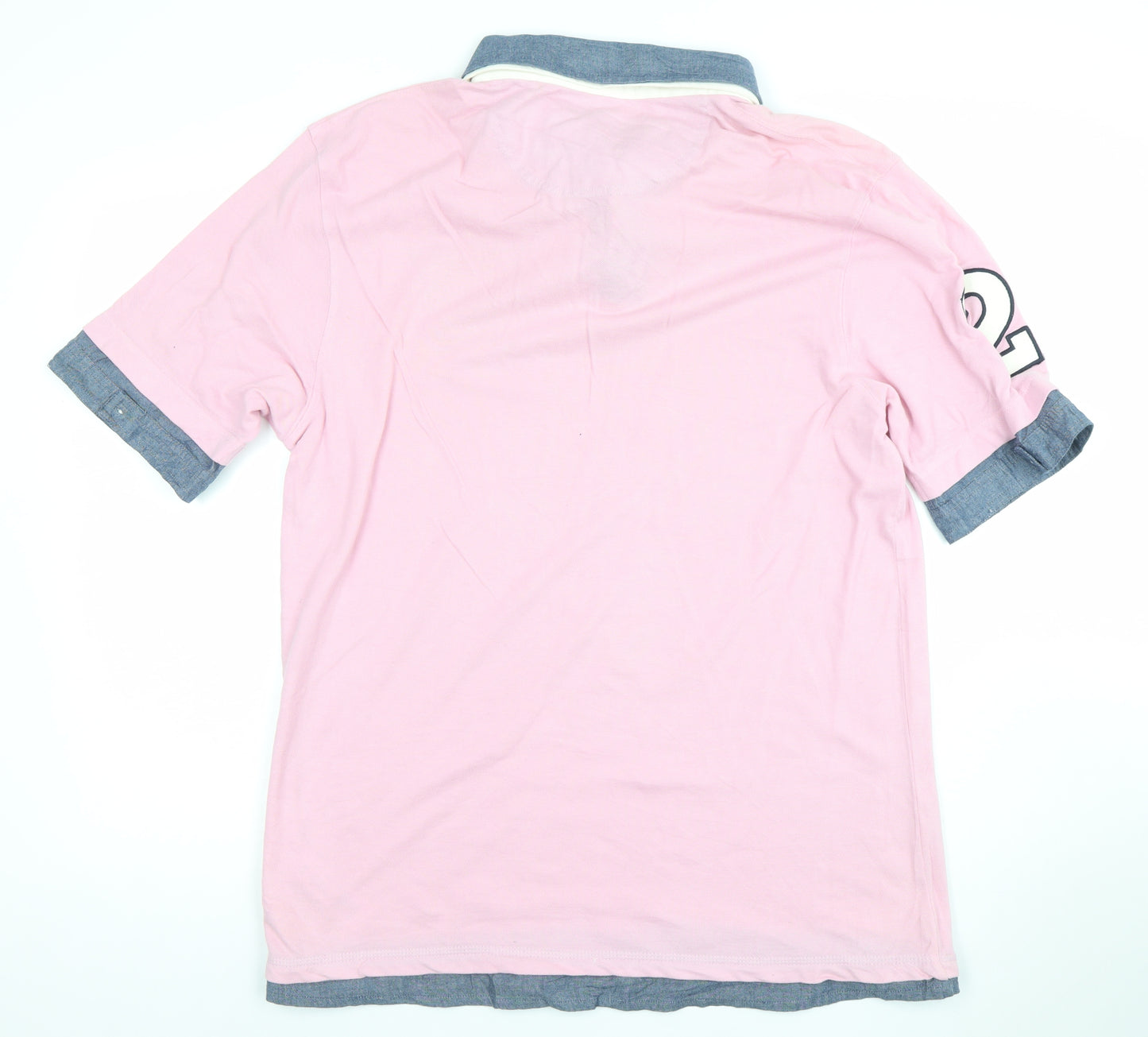 St George By Duffer Men's Pink Polo Shirt L Embroidered Crest Preppy Style