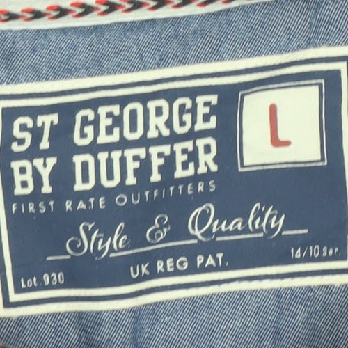 St George By Duffer Men's Pink Polo Shirt L Embroidered Crest Preppy Style