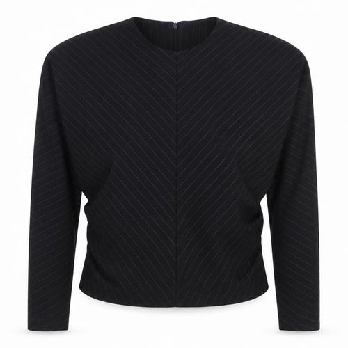 Gallery Womens Black Striped Long Sleeve Crew Neck Blouse UK 10