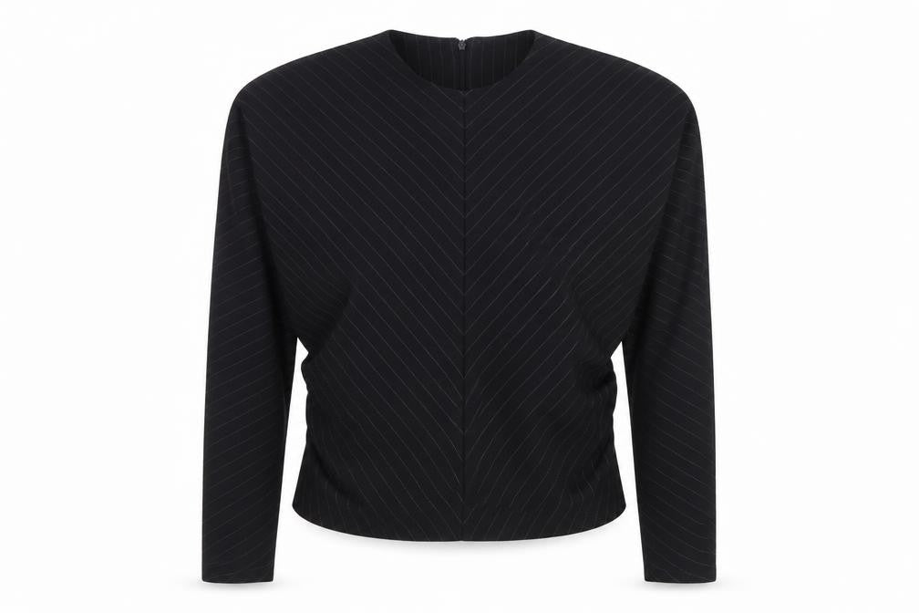Gallery Womens Black Striped Long Sleeve Crew Neck Blouse UK 10
