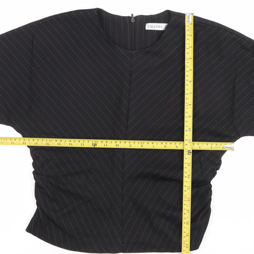 Gallery Womens Black Striped Long Sleeve Crew Neck Blouse UK 10