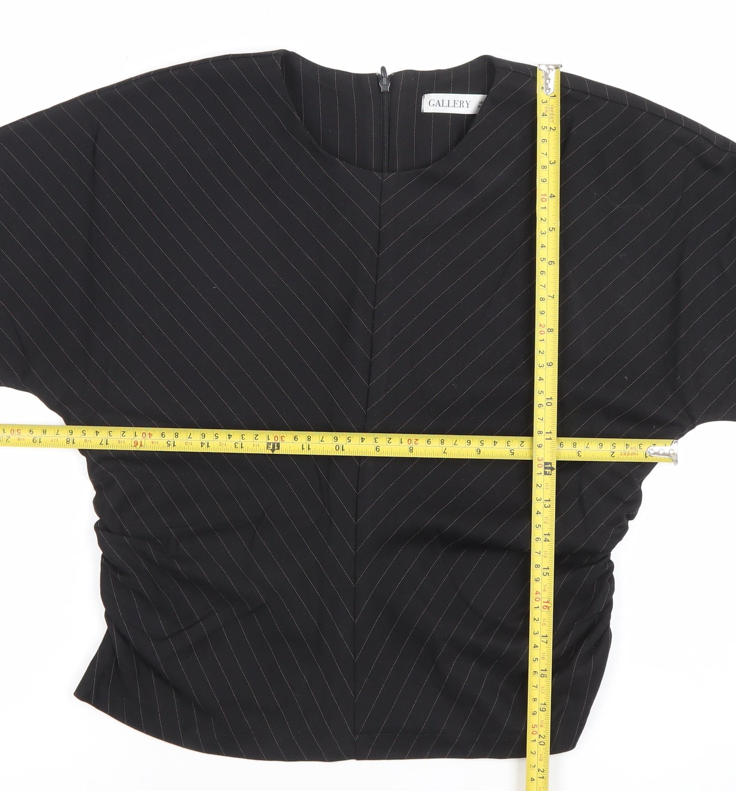 Gallery Womens Black Striped Long Sleeve Crew Neck Blouse UK 10