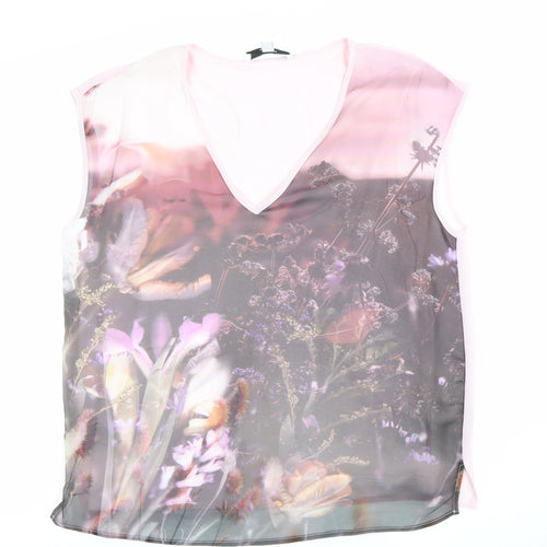 Next Women’s Pink Floral Chiffon Sleeveless Blouse Size 8