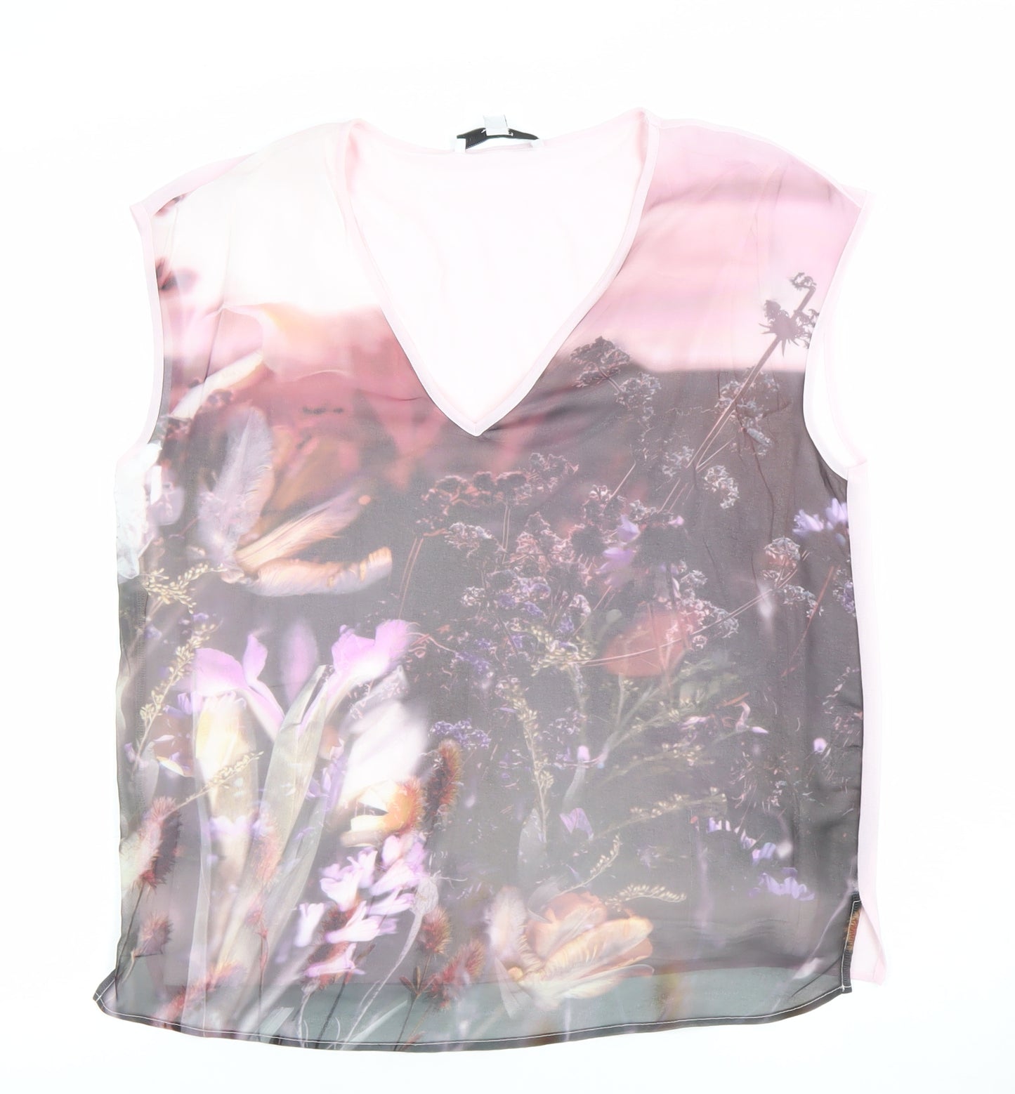 Next Women’s Pink Floral Chiffon Sleeveless Blouse Size 8