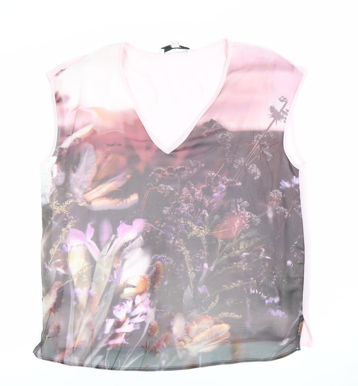 Next Women’s Pink Floral Chiffon Sleeveless Blouse Size 8