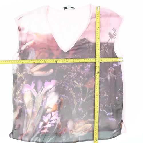 Next Women’s Pink Floral Chiffon Sleeveless Blouse Size 8