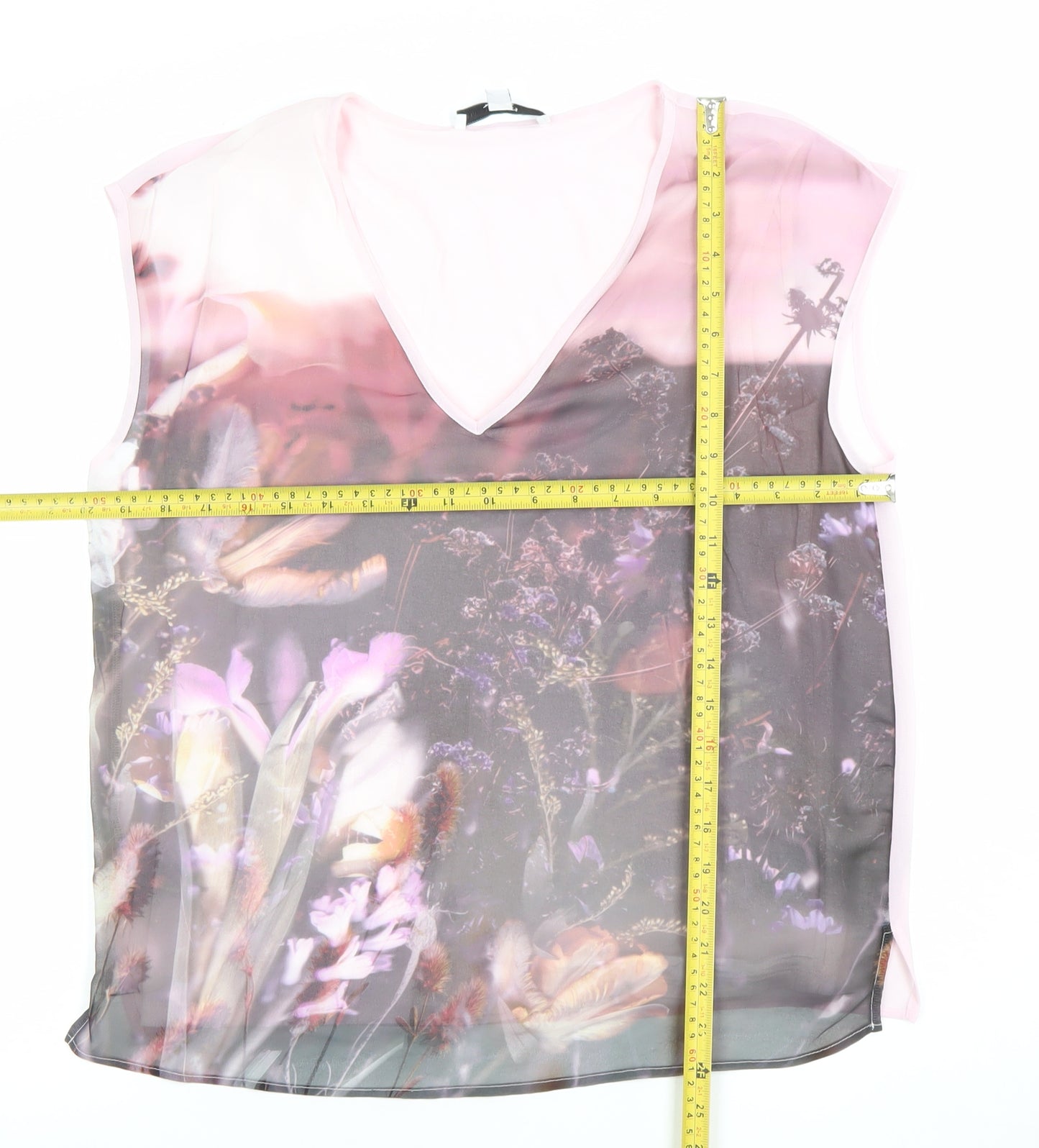 Next Women’s Pink Floral Chiffon Sleeveless Blouse Size 8