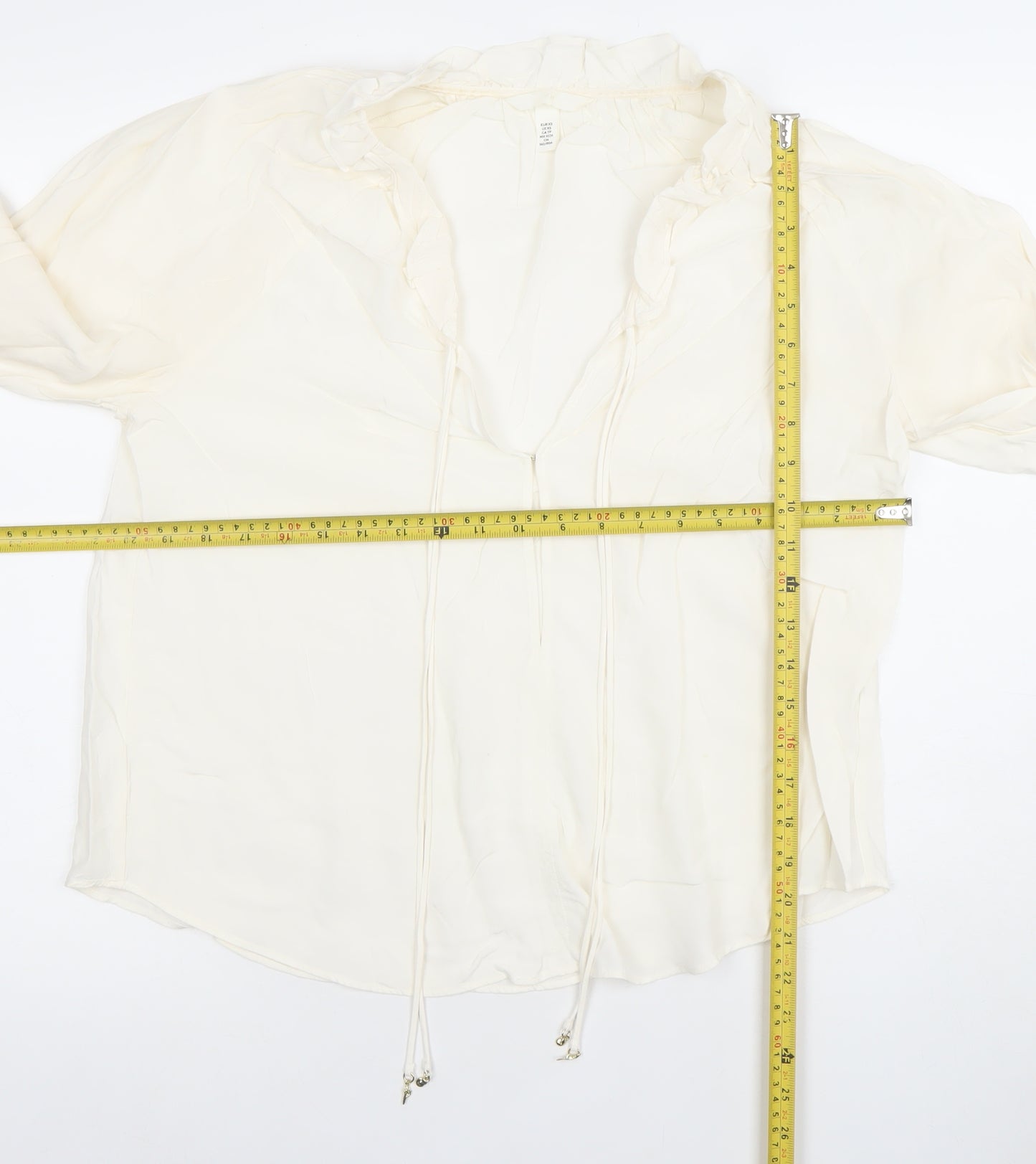 H&M Womens Ivory Viscose Long Sleeve Tunic Blouse XS