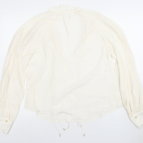 H&M Womens Ivory Viscose Long Sleeve Tunic Blouse XS