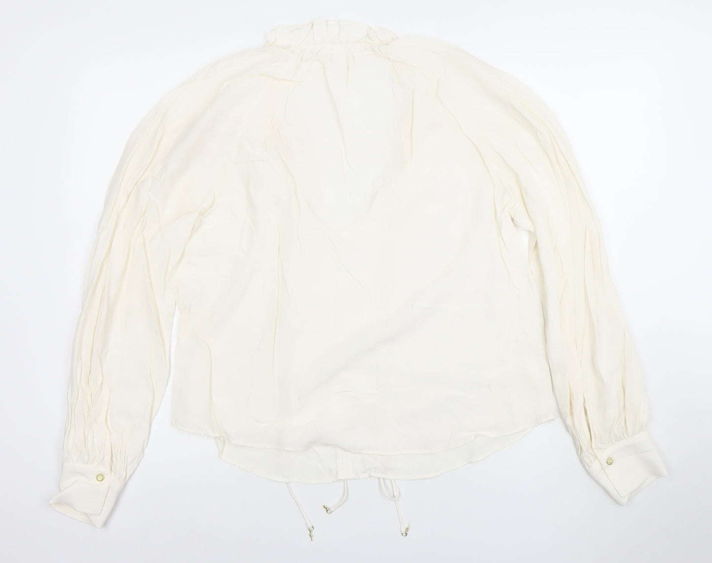 H&M Womens Ivory Viscose Long Sleeve Tunic Blouse XS