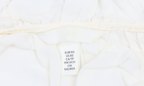 H&M Womens Ivory Viscose Long Sleeve Tunic Blouse XS
