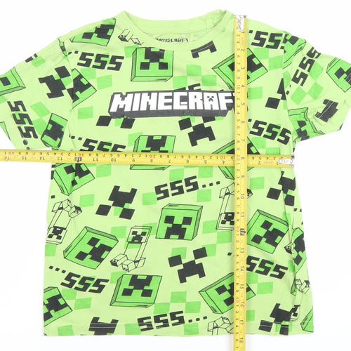 Primark Boys Green Minecraft Creeper T-Shirt 5-6 Years Short Sleeve Cotton