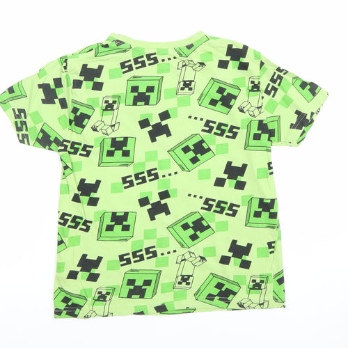 Primark Boys Green Minecraft Creeper T-Shirt 5-6 Years Short Sleeve Cotton