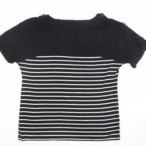 Marks and Spencer Women’s Black Striped Short Sleeve T-Shirt UK 14