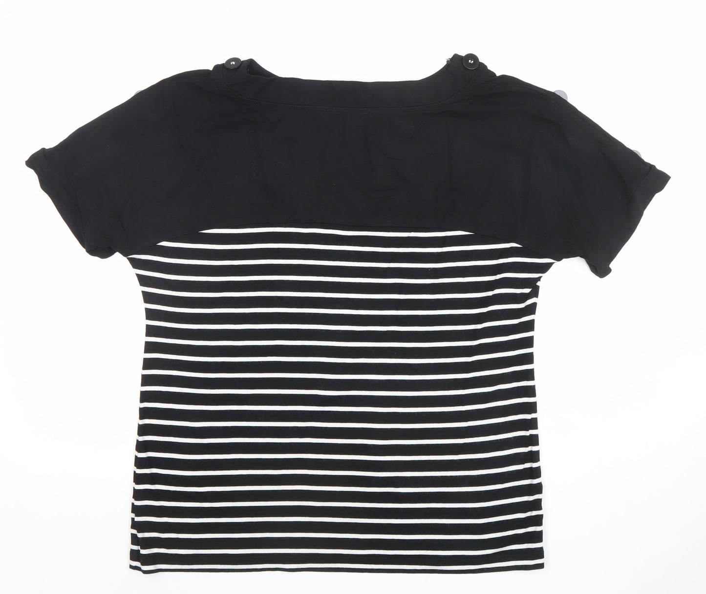 Marks and Spencer Women’s Black Striped Short Sleeve T-Shirt UK 14